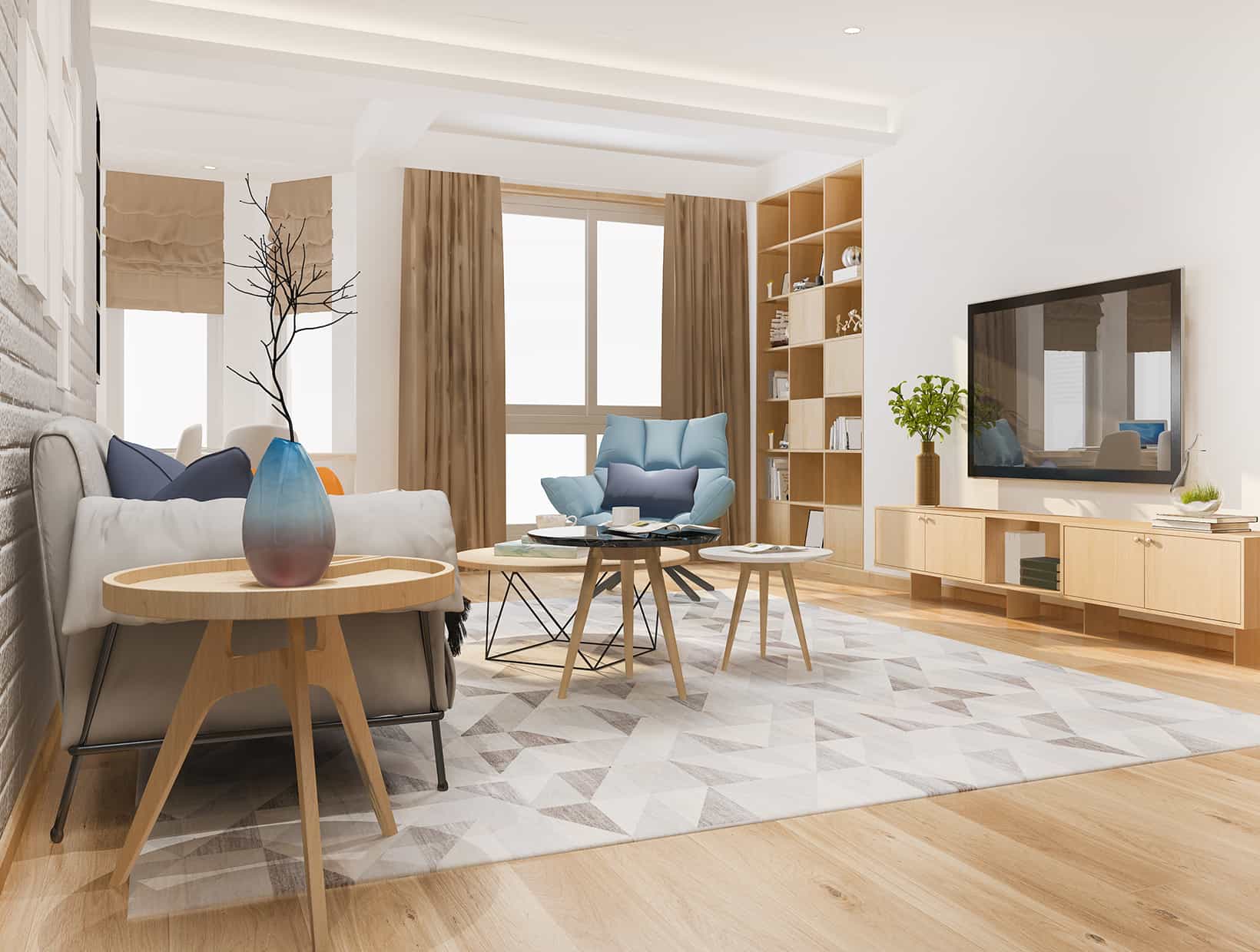 Image d'un petit logement type studio.